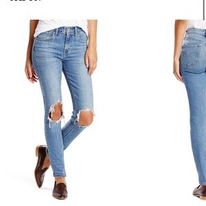 Levi 721 ripped high waisted jeans